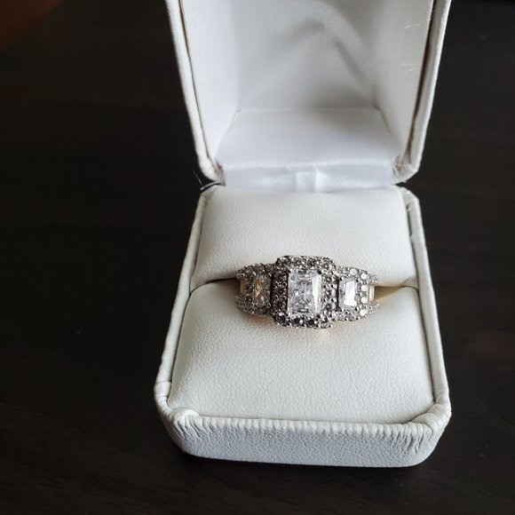 JTV Jewelry - Rhodium Gold Over Sterling Silver Ring